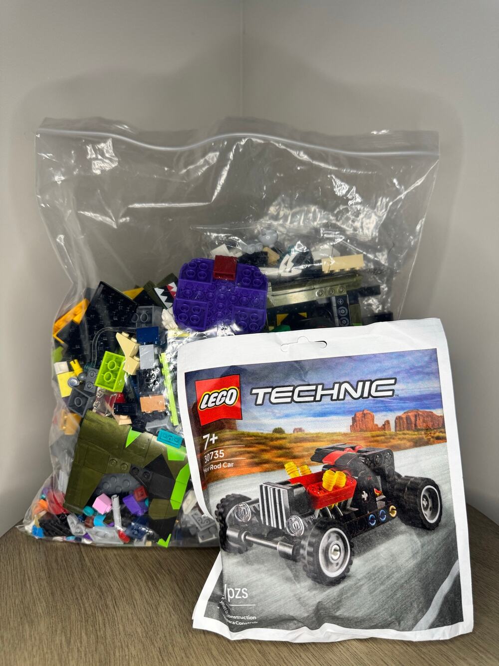 LEGO 3.13 LB Bulk Lot Mixed Pieces + NEW Technic Hot Rod Closed